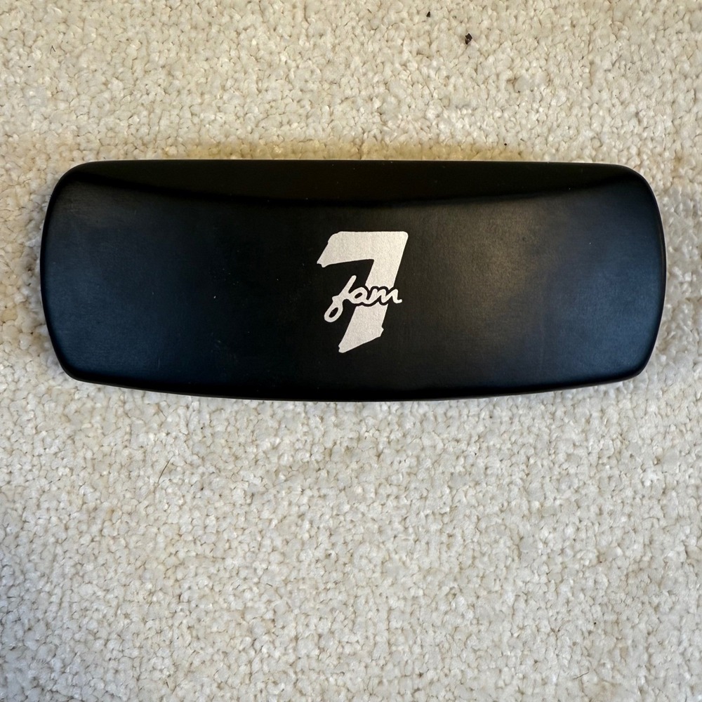 FAM 7‎ Black Hard Shell Eyeglasses Case with Silver Logo Clamshell